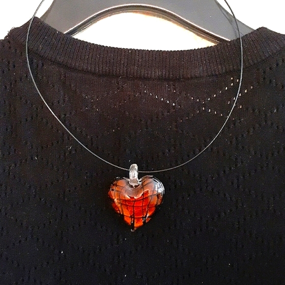NWOT Murano Crystal Heart Necklace - Picture 5 of 6